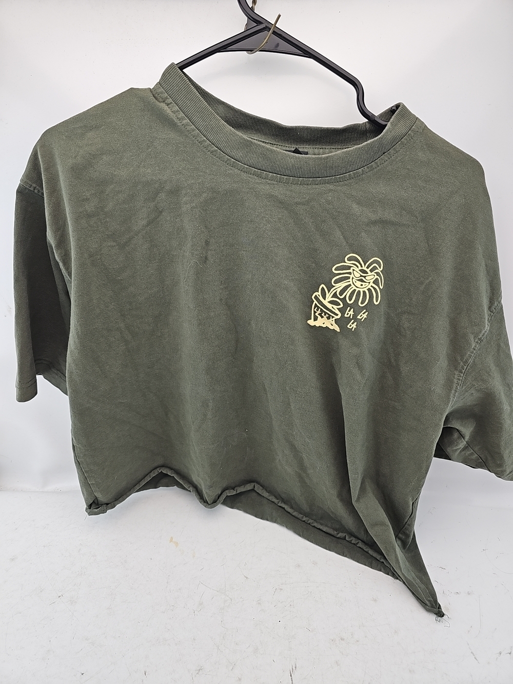 H&M Olive Green LA LA LA Crop Top